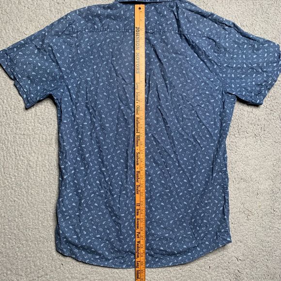 Izod Saltwater Men's Paisley Shirt L Floral Blue Button Down Short Sleeve Hawaii - Picture 7 of 8